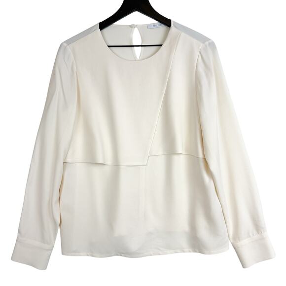 The Fold London Silk Stretch Layered Flowy Blouse Cream Ivory - Size 12 - Picture 1 of 13